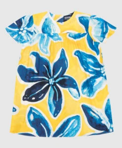 Vilebrequin Children's Yellow Dress Goyave In A Floral Print