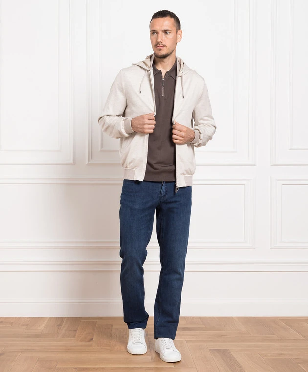 Beige Bomber Jacket With Logo 2 Beige Bomber Jacket With Logo - Image 2