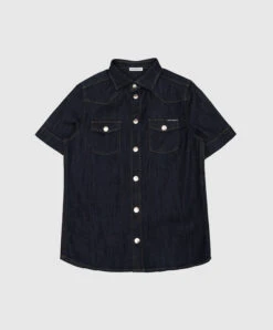 Dolce & Gabbana Children's Blue Denim Shirt With Metallic Logo