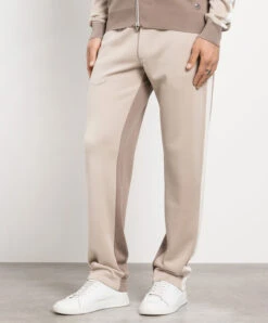 Beige Striped Silk Sweatpants -Summer Fashion Clothing ab6b04ee 159b 4c5a b449 62d39db7e952