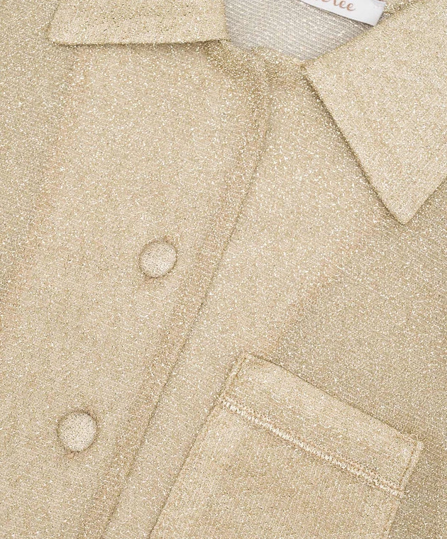 OSEREE Children's Beige Osemini Lumiere Bowling Shirt With Lurex 3 OSEREE Children's Beige Osemini Lumiere Bowling Shirt With Lurex - Image 3