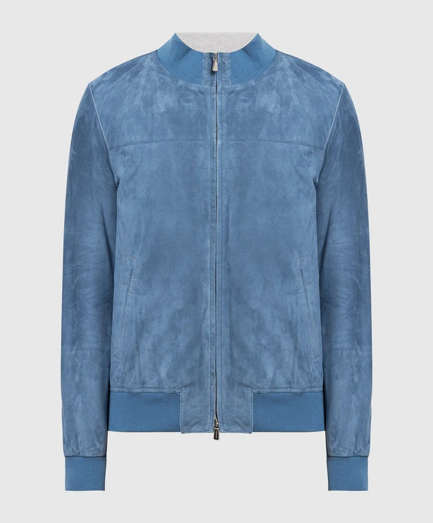 Blue Leather Bomber Jacket 1 Blue Leather Bomber Jacket