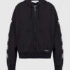 Off-White Black Sports Jacket With Contrasting Embroidery