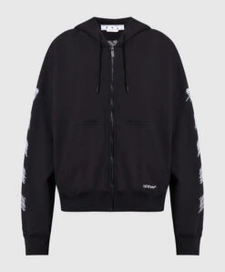 Off-White Black Sports Jacket With Contrasting Embroidery