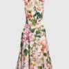 Dolce & Gabbana Beige Midi Dress In Floral Print