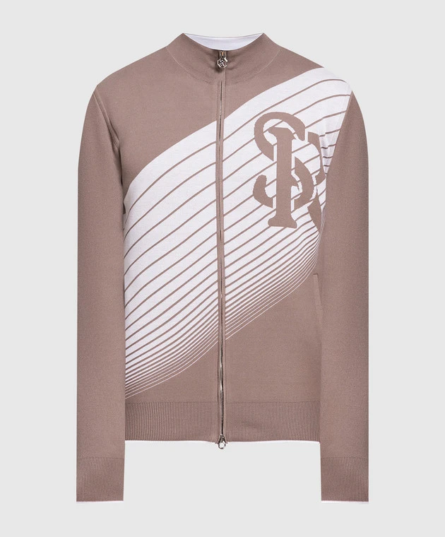 Brown Sports Jacket With A Logo Pattern 1 Brown Sports Jacket With A Logo Pattern