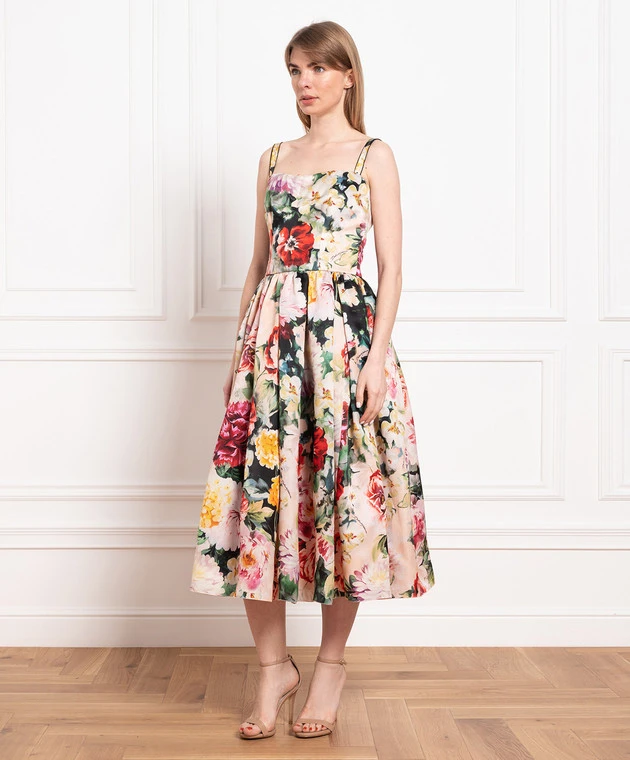 Dolce & Gabbana Floral Printed Silk Midi Dress 3 Dolce & Gabbana Floral Printed Silk Midi Dress - Image 3