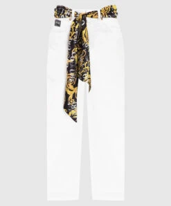 Versace Jeans Couture White Jeans With Logo Couture Print