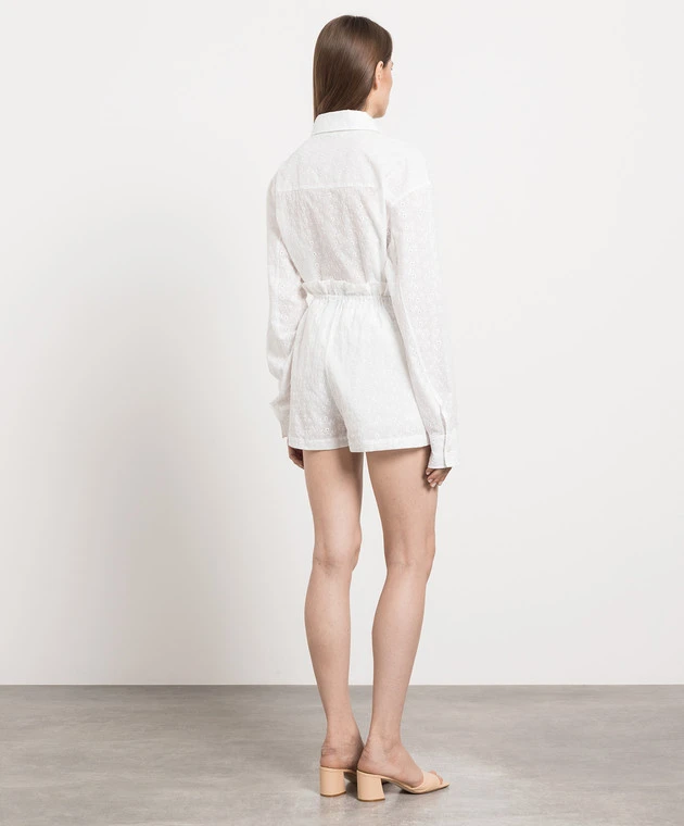 White Shirt And Shorts Suit With Broderie Embroidery 4 White Shirt And Shorts Suit With Broderie Embroidery - Image 4