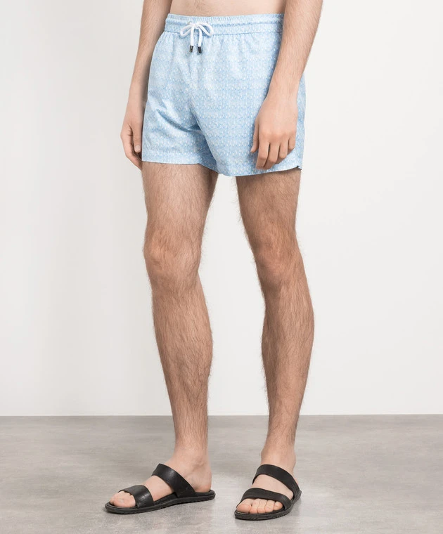 Blue Printed Swimming Shorts 3 Blue Printed Swimming Shorts - Image 3