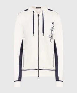 Beige Sports Jacket With Logo Embroidery