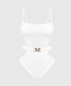 Max Mara White Swimsuit With Metal Logo