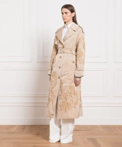 ERMANNO SCERVINO Beige Trench Coat With Embroidery -Summer Fashion Clothing b423be88 44dc 4bf6 8325 dcd9a1790044