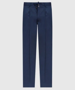 Blue Trousers Made Of Wool, Linen And Silk