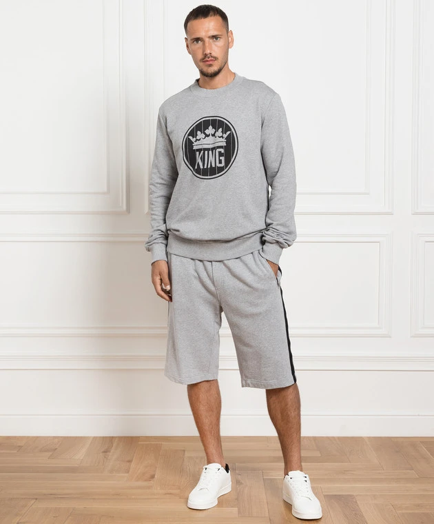 Dolce & Gabbana Gray Shorts With Branded Stripes 2 Dolce & Gabbana Gray Shorts With Branded Stripes - Image 2