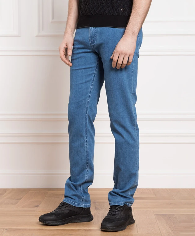 Blue Jeans With Logo Embroidery 3 Blue Jeans With Logo Embroidery - Image 3