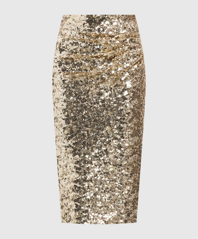 Dolce & Gabbana Golden Skirt With Sequins 1 Dolce & Gabbana Golden Skirt With Sequins