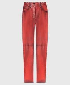 Dolce & Gabbana Red Leather Pants With A Gradient Effect