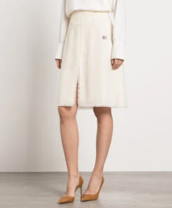 Dolce & Gabbana Beige Wool Tweed Skirt With DG Logo 7 Dolce & Gabbana Beige Wool Tweed Skirt With DG Logo -Summer Fashion Clothing bc191ce9 51c1 467f a033 47765341fdfa