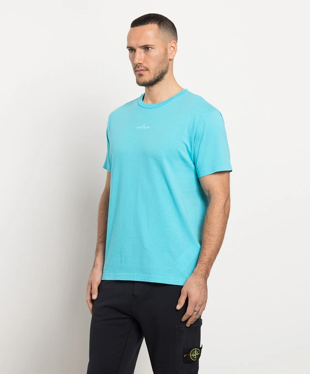 Stone Island Blue T-shirt With Logo Print 3 Stone Island Blue T-shirt With Logo Print - Image 3
