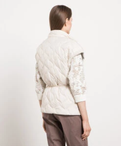 Peserico Beige Quilted Waistcoat With Monil Chain -Summer Fashion Clothing bdd2fb04 03ae 4b73 a5b3 7530df1afb91