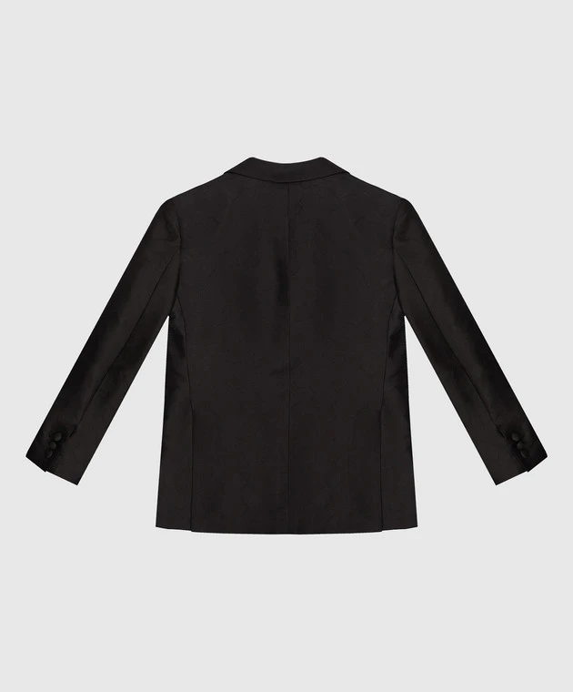 Children's Black Patterned Silk Jacket 2 Children's Black Patterned Silk Jacket - Image 2