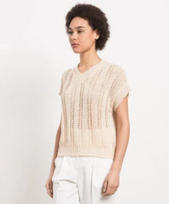 Peserico Beige Openwork Vest With Sequins 7 Peserico Beige Openwork Vest With Sequins -Summer Fashion Clothing bf10c76f dfca 4f78 96be bbe82c9ef4fa