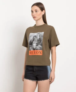 Khaki T-shirt With Branded Print -Summer Fashion Clothing bf232cc1 4344 4879 918c c1f0d2aa5b33