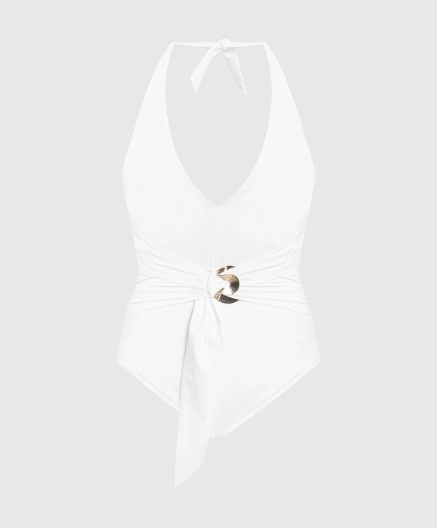White Imelda Swimsuit With Drapery 1 White Imelda Swimsuit With Drapery