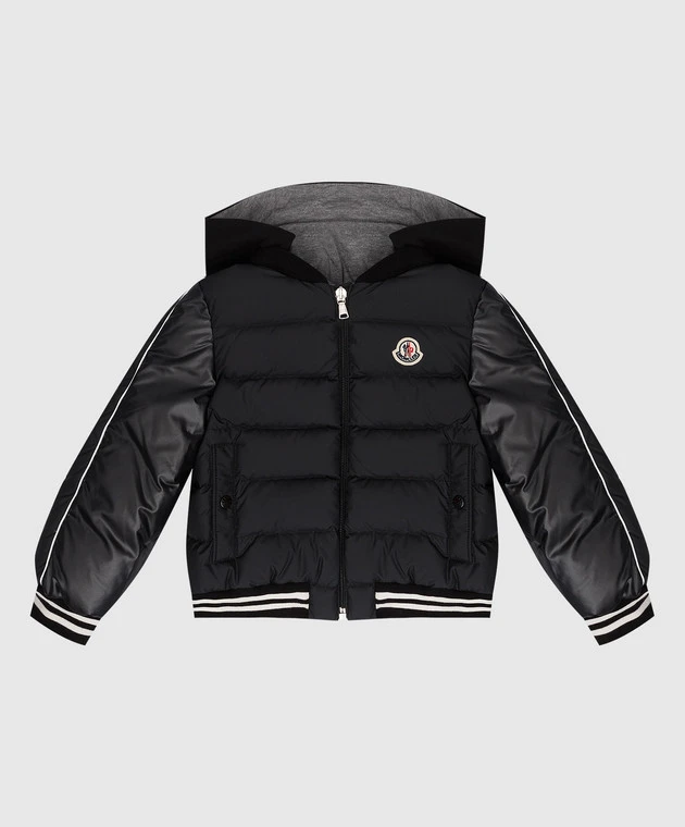 Merih Children's Black Quilted Down Jacket With Contrasting Logo 1 Merih Children's Black Quilted Down Jacket With Contrasting Logo