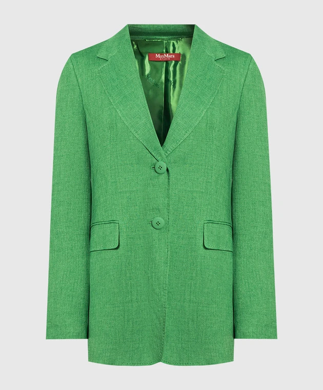 Max Mara Green Linen Jacket 1 Max Mara Green Linen Jacket