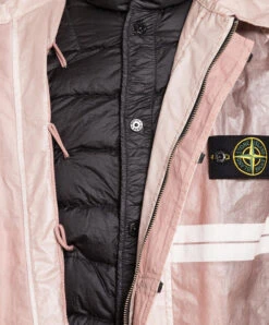 Stone Island Pink Microfelt Jacket With Logo Print And Embroidery -Summer Fashion Clothing c385c785 bdc1 4cf7 8831 94b57ec08625
