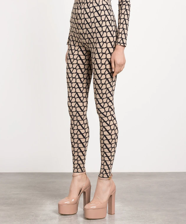 Valentino Beige Leggings In Toile Iconographe Print 3 Valentino Beige Leggings In Toile Iconographe Print - Image 3
