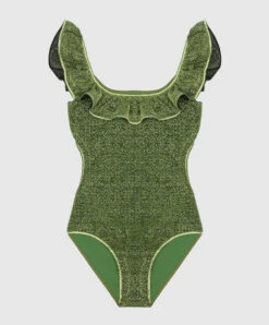 OSEREE Children's Green Swimsuit Lumiere Maillot With Lurex