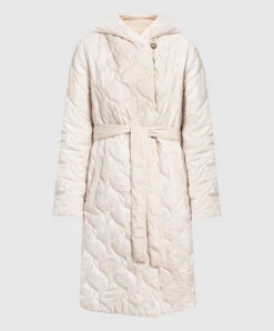 Peserico Beige Double Sided Coat With Monil Chain