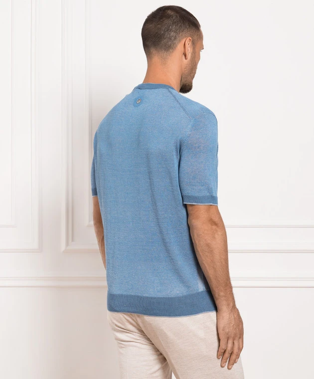 Blue Jumper Made Of Linen And Silk 4 Blue Jumper Made Of Linen And Silk - Image 4