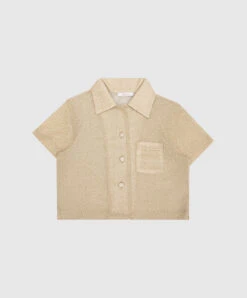 OSEREE Children's Beige Osemini Lumiere Bowling Shirt With Lurex