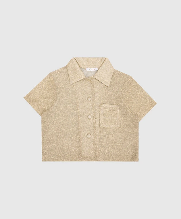 OSEREE Children's Beige Osemini Lumiere Bowling Shirt With Lurex 1 OSEREE Children's Beige Osemini Lumiere Bowling Shirt With Lurex