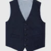 Children's Navy Blue Wool, Silk And Linen Vest