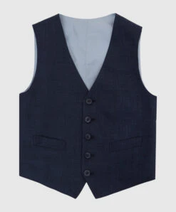 Children's Navy Blue Wool, Silk And Linen Vest