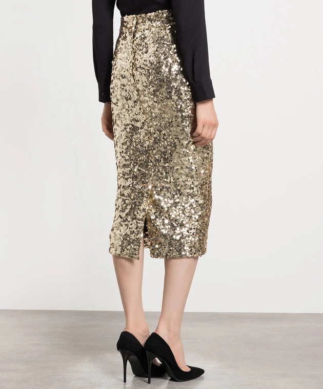 Dolce & Gabbana Golden Skirt With Sequins 4 Dolce & Gabbana Golden Skirt With Sequins - Image 4
