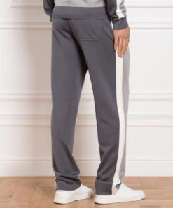 Gray Silk Track Pants With Stripes -Summer Fashion Clothing cc478195 b5e1 4fea 8c37 3b7d77ca3a15