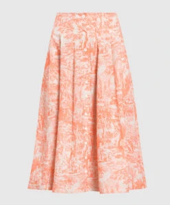 Philosophy Di Lorenzo Serafini Orange Skirt In TOILE DE JOUY Print