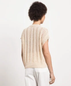 Peserico Beige Openwork Vest With Sequins 8 Peserico Beige Openwork Vest With Sequins -Summer Fashion Clothing cdb874f8 67ba 40e5 9309 a6acc661ab63