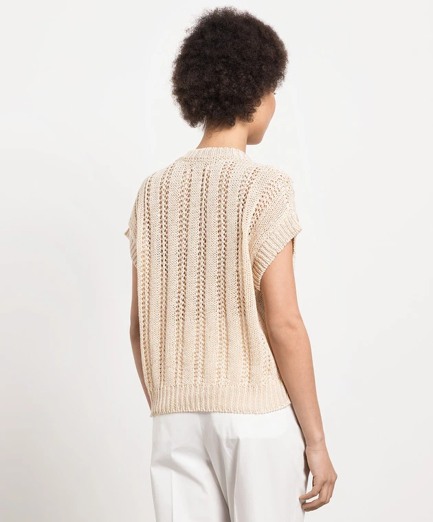 Peserico Beige Openwork Vest With Sequins 4 Peserico Beige Openwork Vest With Sequins - Image 4