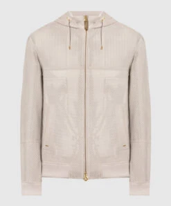 Beige Leather Jacket With Perforation
