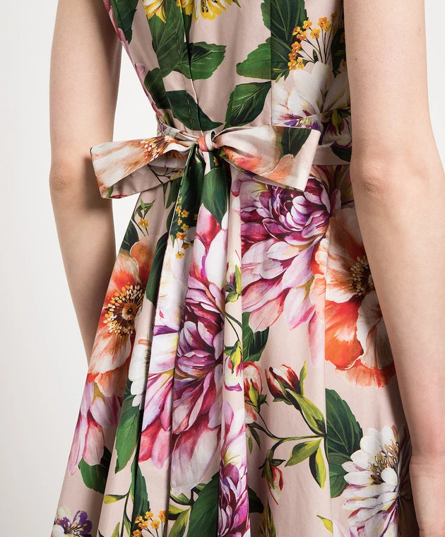 Dolce & Gabbana Beige Midi Dress In Floral Print 5 Dolce & Gabbana Beige Midi Dress In Floral Print - Image 5