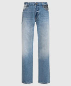 Blue Boyfriend Jeans With Cutouts