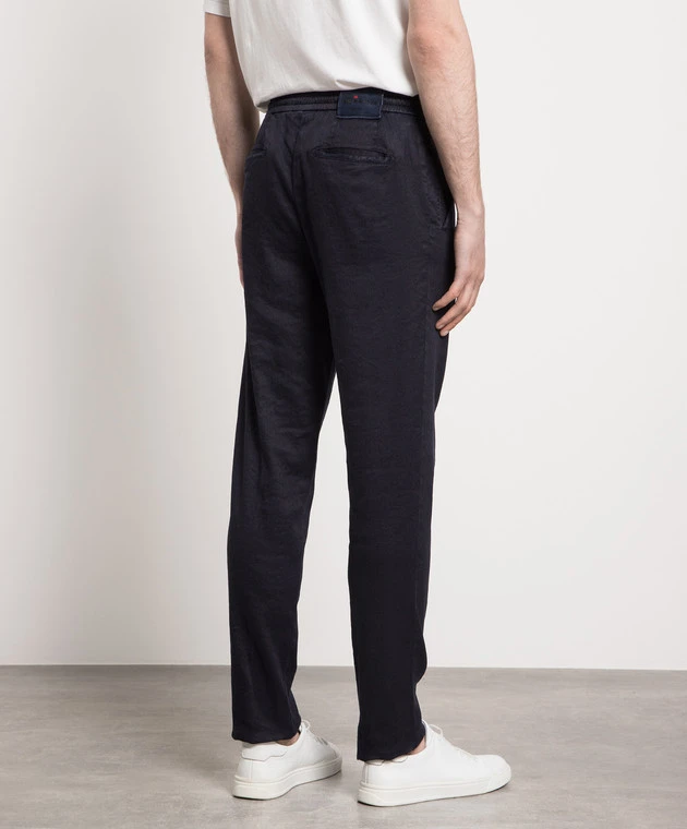Kiton Blue Pants With Logo Patch 4 Kiton Blue Pants With Logo Patch - Image 4