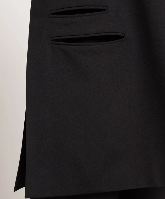 Black Vest Made Of Wool With Slits 5 Black Vest Made Of Wool With Slits - Image 5